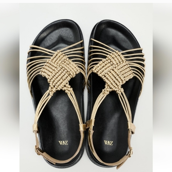 ZARA METALLIC LEATHER SANDALS - Picture 4 of 7